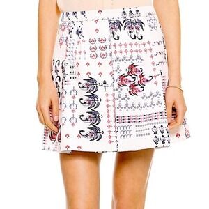 Club Monaco Women Size 10 Brynn Floral Paisley Mini Skirt Cream Lined Pockets